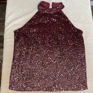 Cable & Gauge Sequin Halter Top in Purple